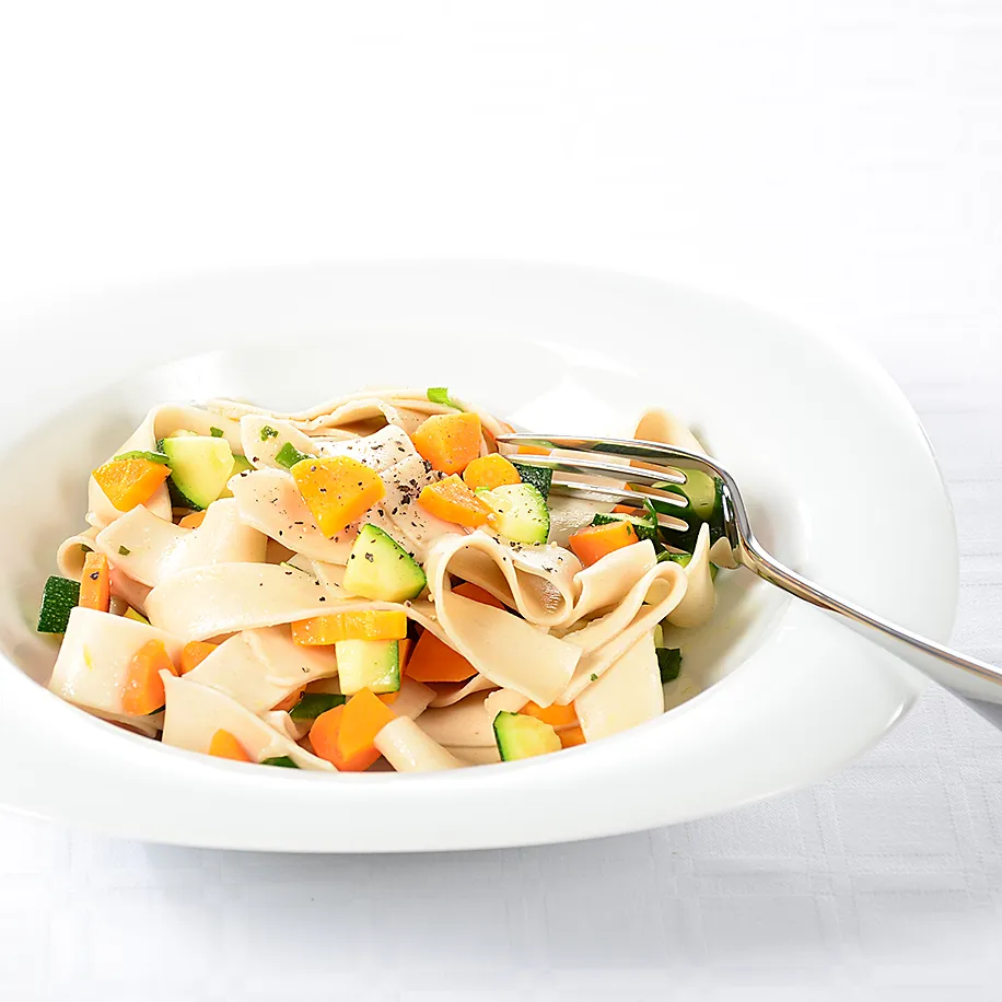 Rezept Dinkelbandnudeln in Gem&uuml;sesauce