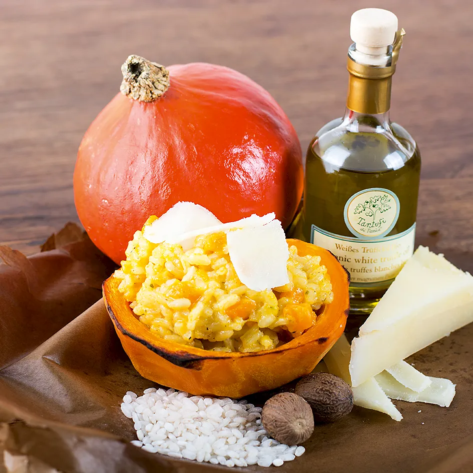 K&uuml;rbisrisotto mit Hokkaidok&uuml;rbis