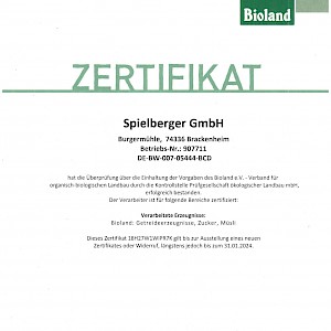 Bioland Zertifikat