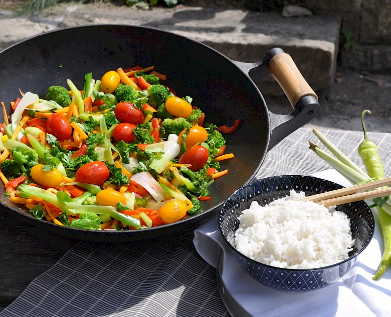 Rezept für Gemüse-Wok mit Basmati-Reis